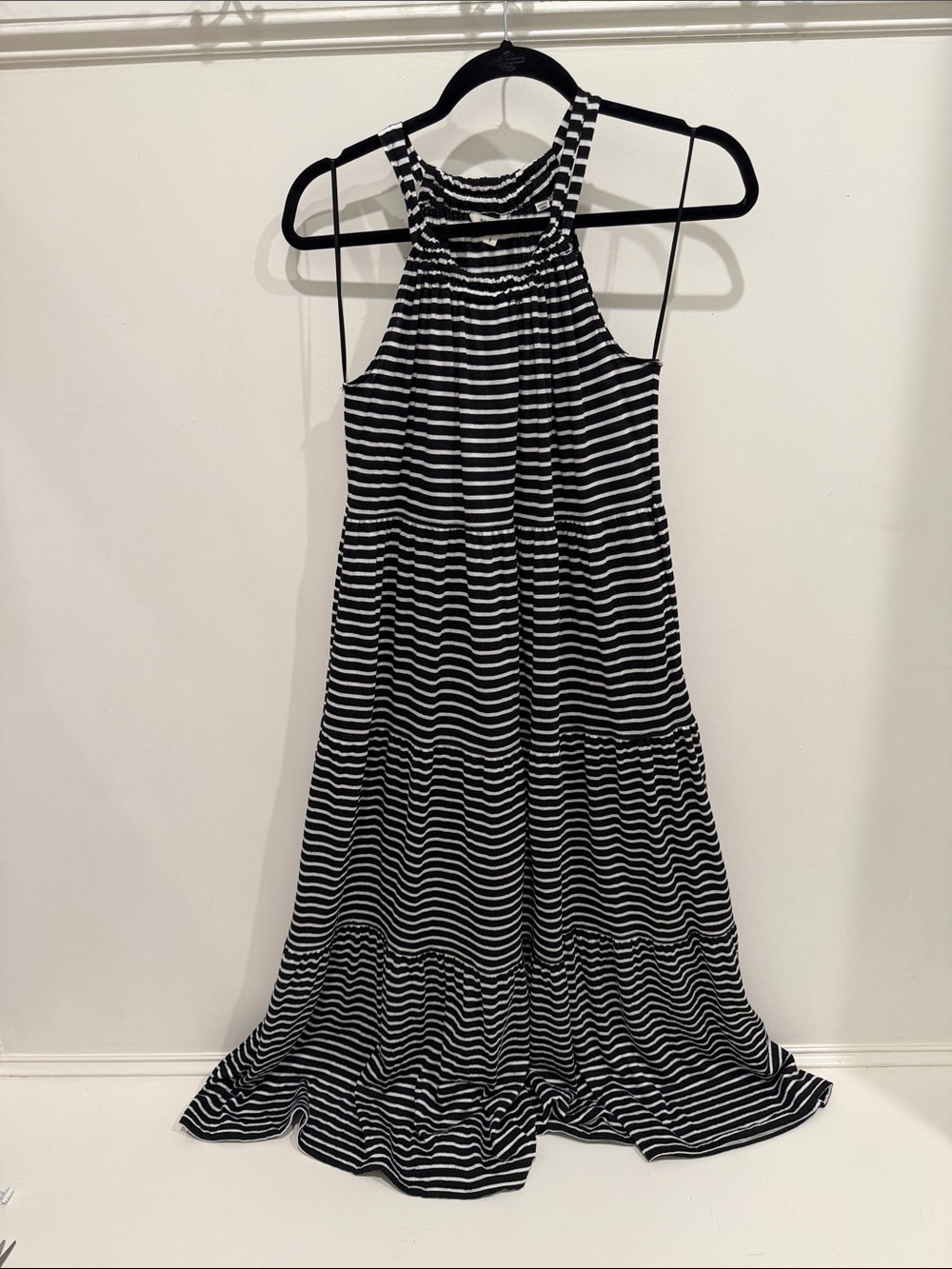 Max Studio Black & White Striped Halter Dress